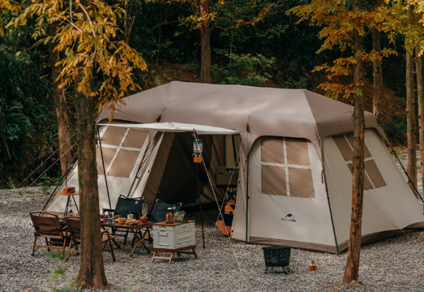 Палатка Naturehike Village 17, 4-местная, автоматическая, алюминиевый каркас, коричневая