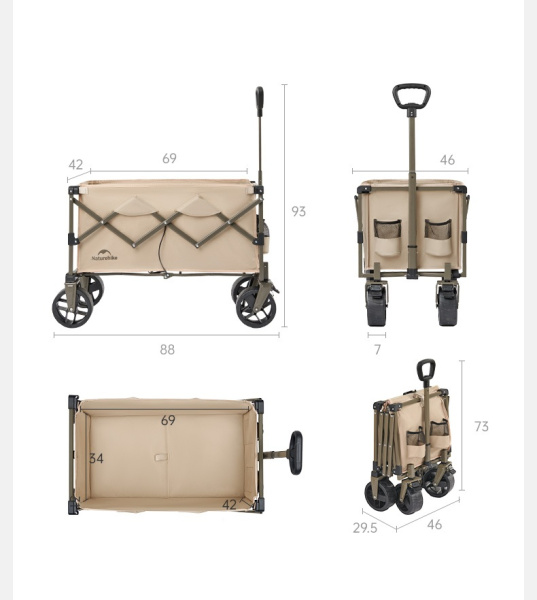 Тележка туристическая Naturehike Light 88х46х93 см, 100л, серая