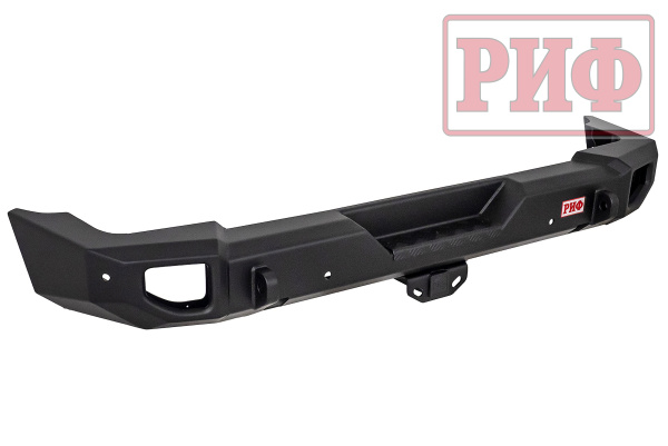 Бампер РИФ силовой задний Jeep Wrangler JL 2018+ с квадратом под фаркоп и фонарями, стандарт