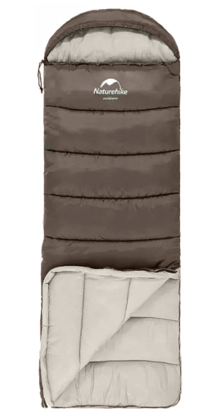 1.Мешок спальный Naturehike U250S, (190х30)х75 см, (левый) (ТК: 0°C), коричневый
