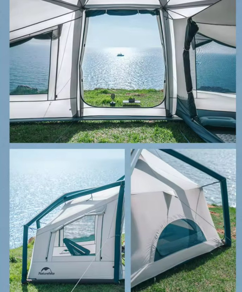 2 Палатка Naturehike Lingfeng Air 12.0 2-местная, быстросборная, надувной каркас, бело-голубая