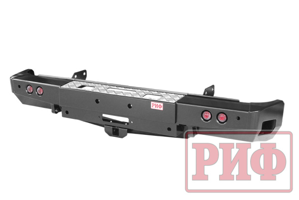 Бампер РИФ задний Toyota Tundra 2007+ с площадкой под лебёдку, квадратом под фаркоп и фонарями