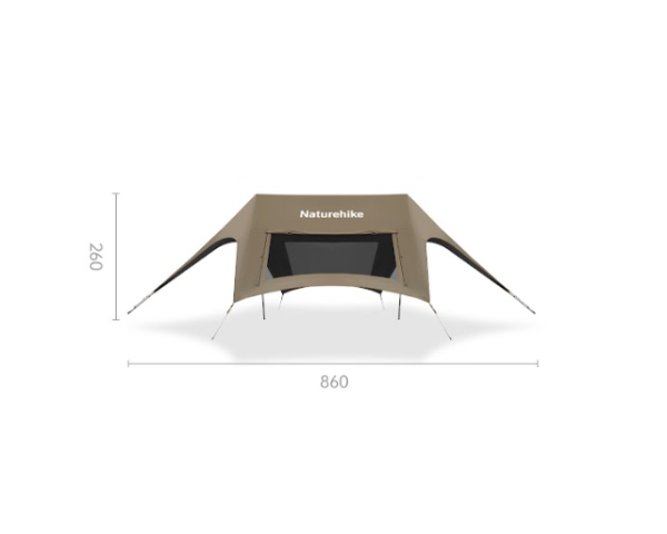 Тент кемпинговый Naturehike Cloud Skies (Yunxiao) 860 PRO 8,6х5,5 м., коричневый, блэкаут