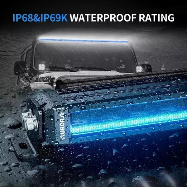 Светодиодная фара водительского света AURORA 254 мм 50W LED с RGB подсветкой