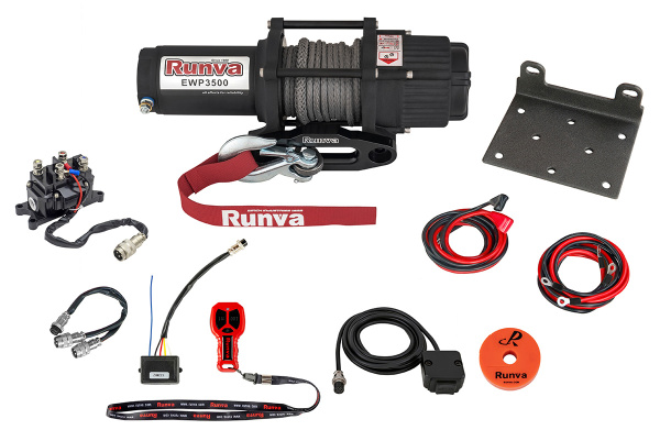 Лебёдка электрическая 12V Runva 3500A lbs 1587 кг (синтетический трос)