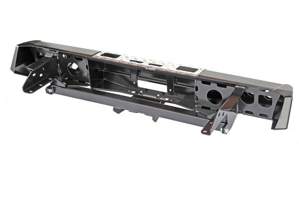 Бампер РИФ силовой задний Nissan Navara D40 2005-2014 с площадкой под лебёдку, квадр. под фаркоп и фонарями