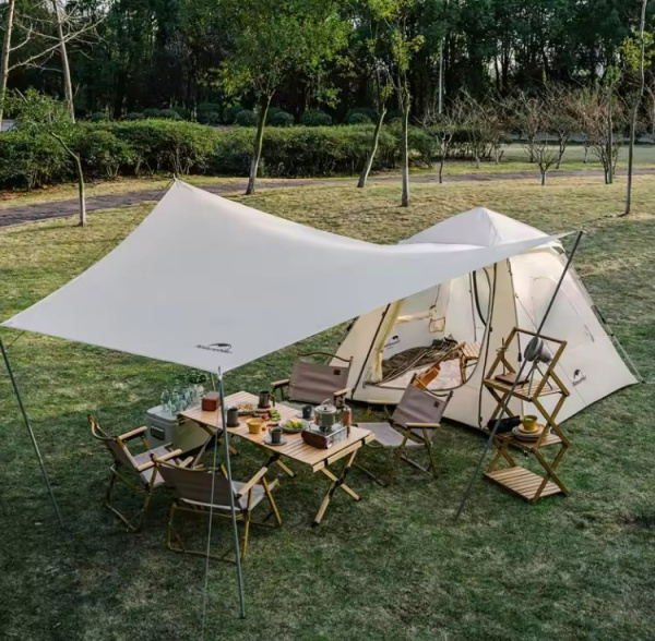 4 Палатка Naturehike Ango 3-местная, быстросборная, бежевая, со стойками