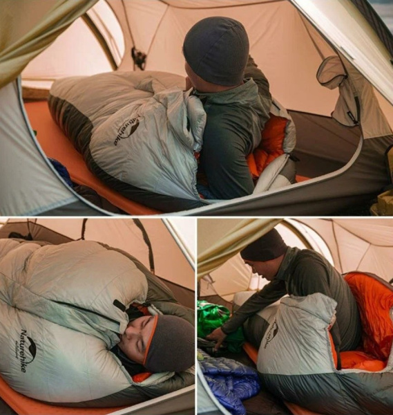 4.Мешок спальный Naturehike Arctic-17  19YD005, 200х75 см, (правый) (ТК: -17°C), серебро