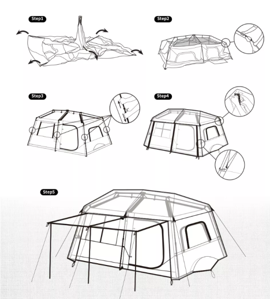 Палатка Naturehike Village 13 автоматическая 5-8-местная. коричневая