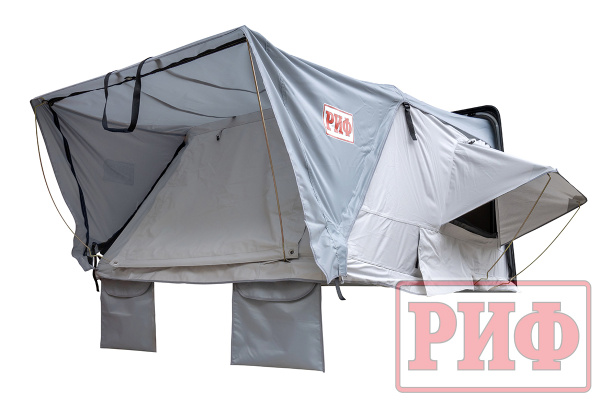 4 Палатка на крышу автомобиля РИФ Hard RT03-165, корпус белый, тент серый
