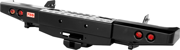 Бампер РИФ силовой задний Mitsubishi L200 2005-2015 (1350 мм) с площ. под леб, квадр. под фаркоп и фонарями