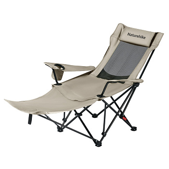 Кресло туристическое Naturehike Nightfall T05, 147х78,5х82 / 89 см, складное, до 150 кг. бежевое