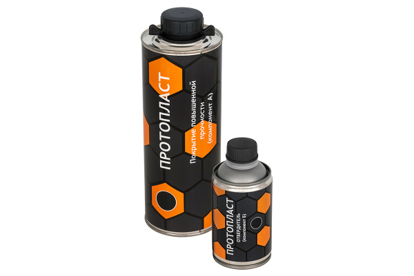Покрытие защитное повышенной прочноcти черное ПРОТОПЛАСТ, с отвердителем 1л, (аналог RAPTOR U-POL)