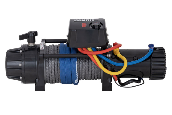 Лебёдка электрическая 12V Runva 9500 lbs 4350 кг влагозащищенная, синтетический трос