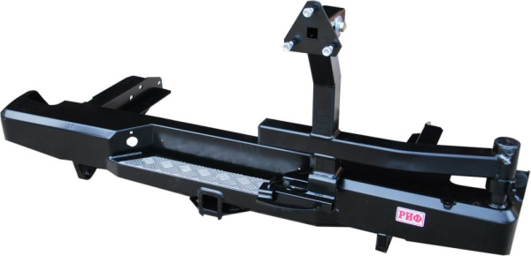 Бампер РИФ силовой задний Nissan NP300 до 2010 (кузов 1400 мм) с квадратом под фаркоп и калиткой