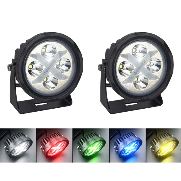 Фары дальнего света AURORA 102 мм 40W с RGB подсветкой