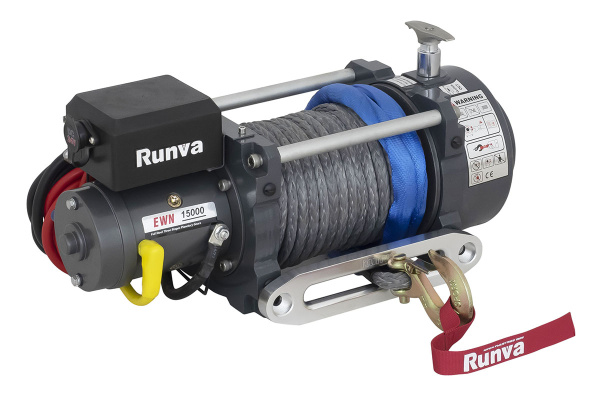 Лебёдка электрическая (индустр.) 24V Runva EWN15000USR24V 6800 кг синтетический трос