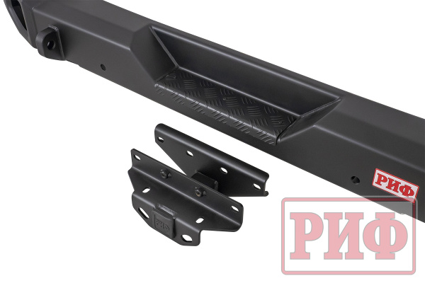Бампер РИФ силовой задний Jeep Wrangler JL 2018+ с квад. под фарк. под штат. фонари, низ. пер. крыл.