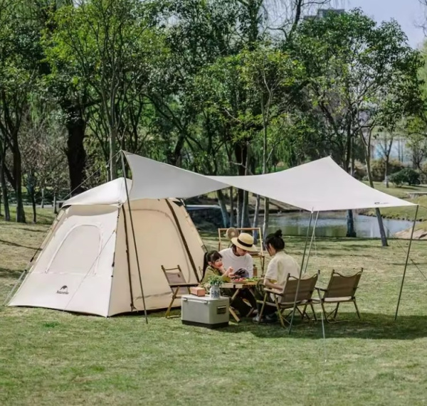 Палатка Naturehike Ango 3-местная, быстросборная, бежевая, со стойками