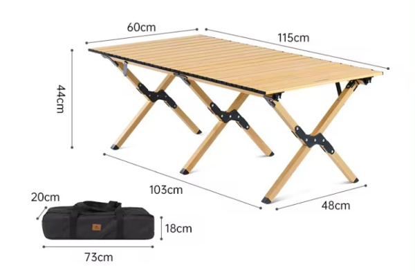 2 Стол туристический Naturehike складной, 115х60х44 см,с Х-образными ножками, бежевый