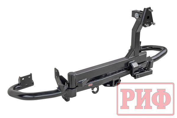 Бампер силовой/защита штатного бампера РИФ УАЗ Патриот 2015+ c квадратом под фаркоп и калиткой, стандарт